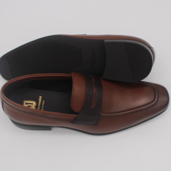 BRUNO MAGLI MINEO COGNAC CALF LEATHER PENNY LOAFERS